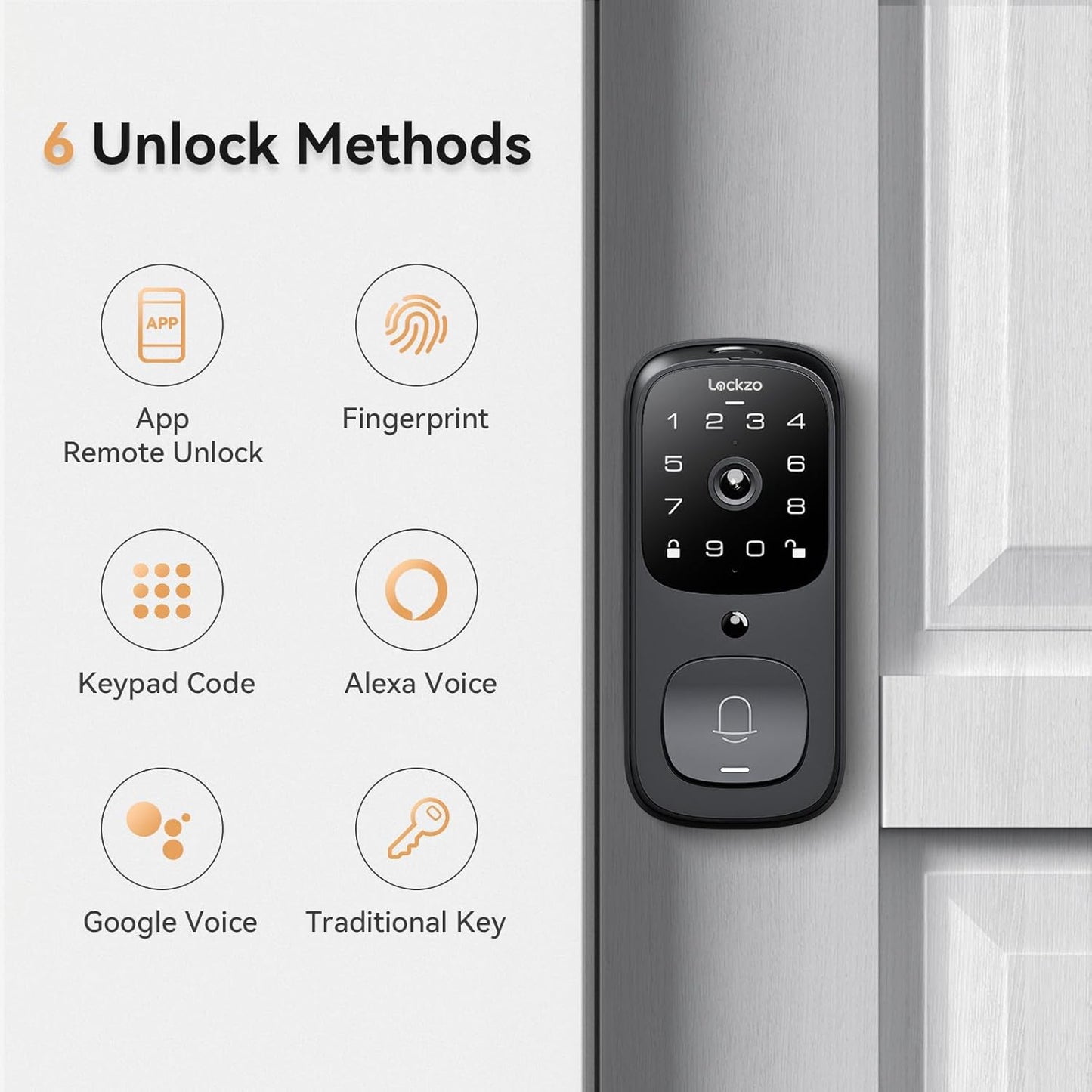Video Smart Lock with Doorbell Built-in WiFi Camera