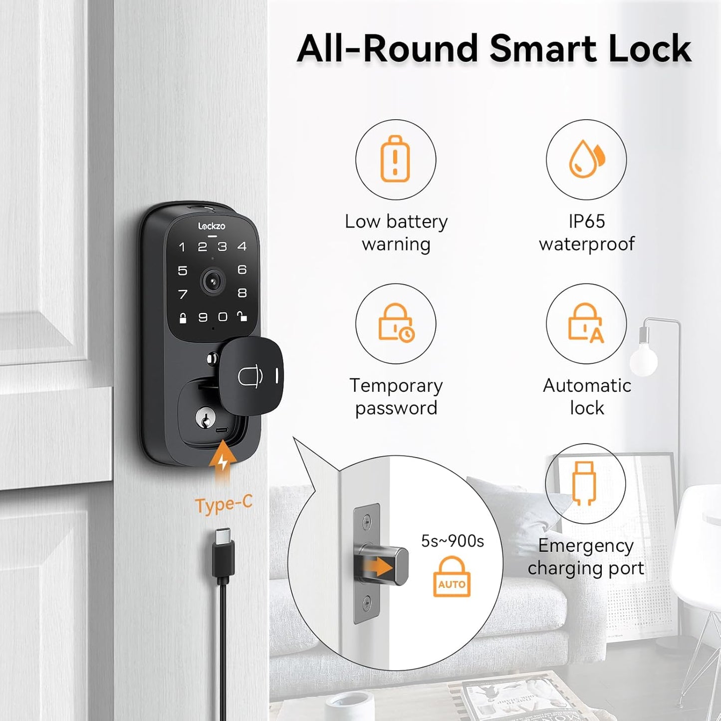 Video Smart Lock with Doorbell Built-in WiFi Camera