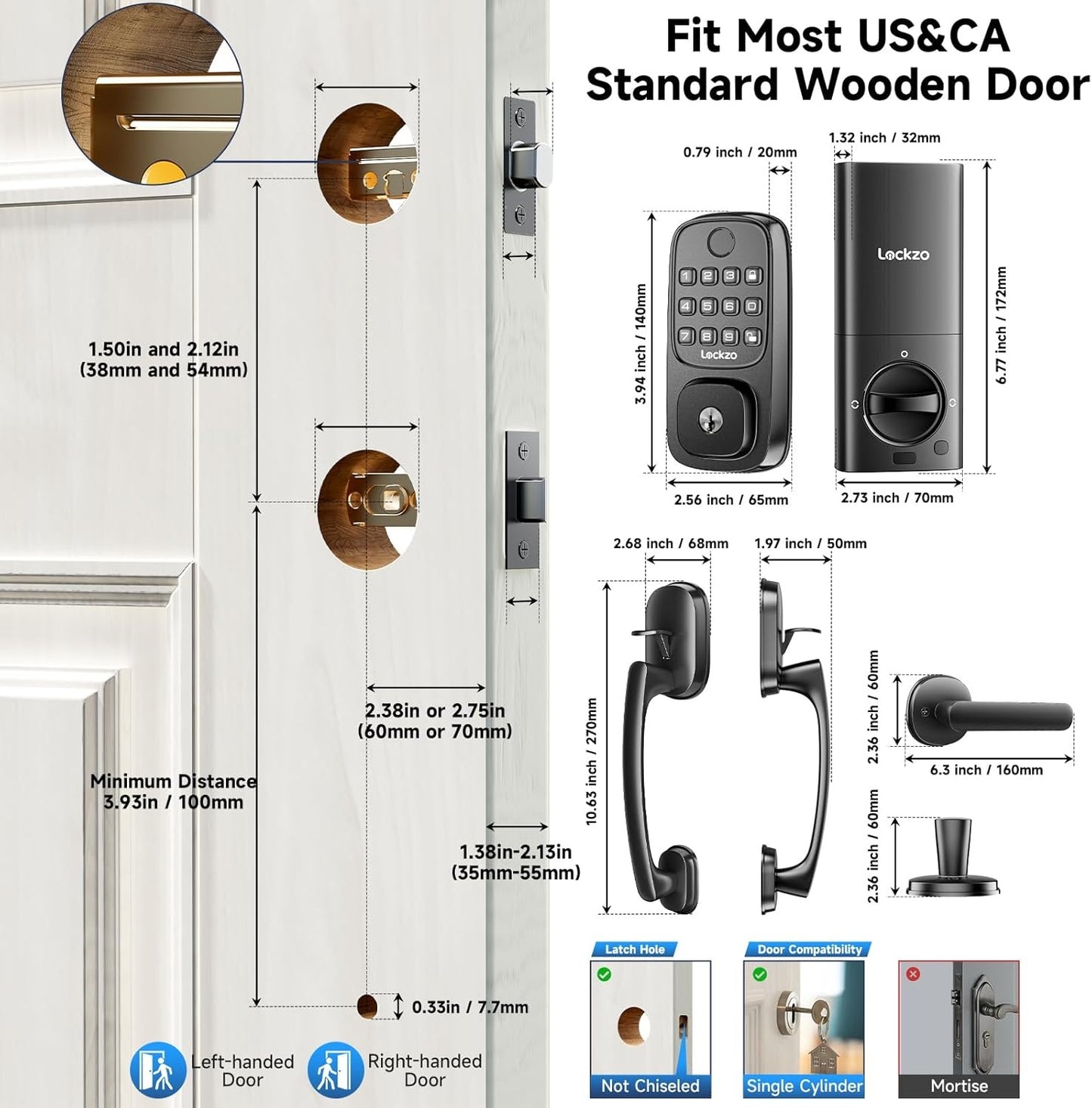 Smart Door Lock with Handle And Built-in WiFi