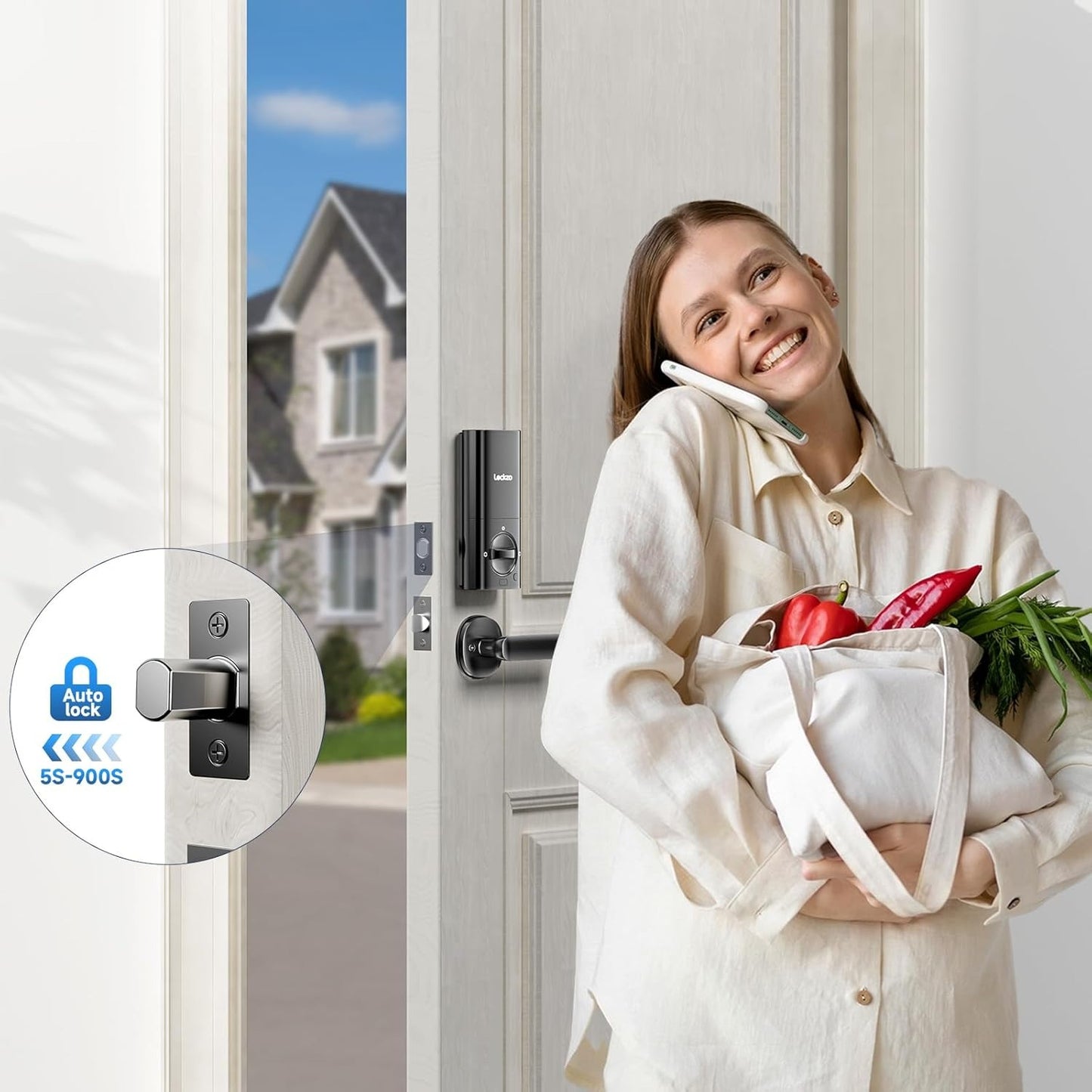 Smart Door Lock with Handle And Built-in WiFi