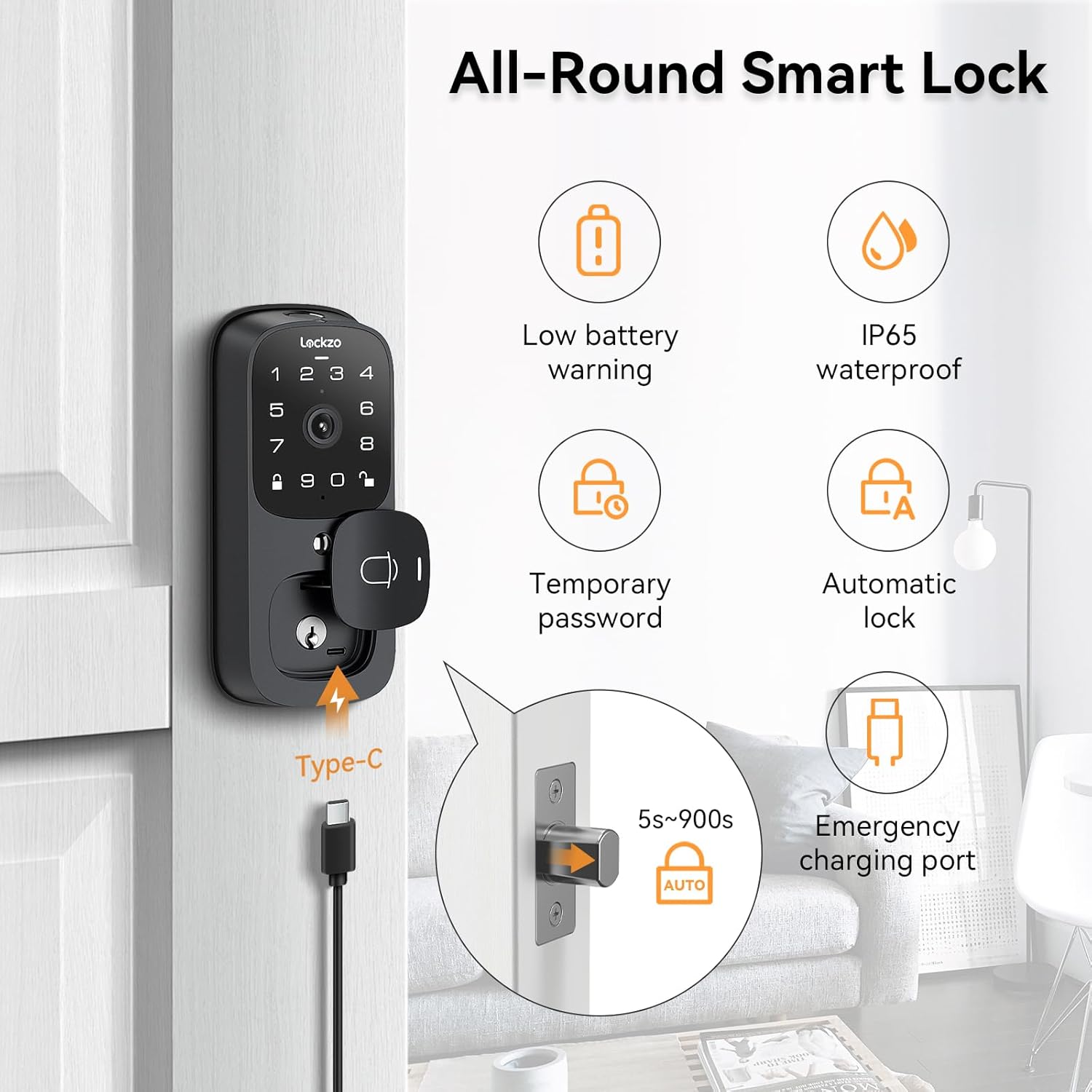 Video Smart Lock with Doorbell Built-in WiFi Camera